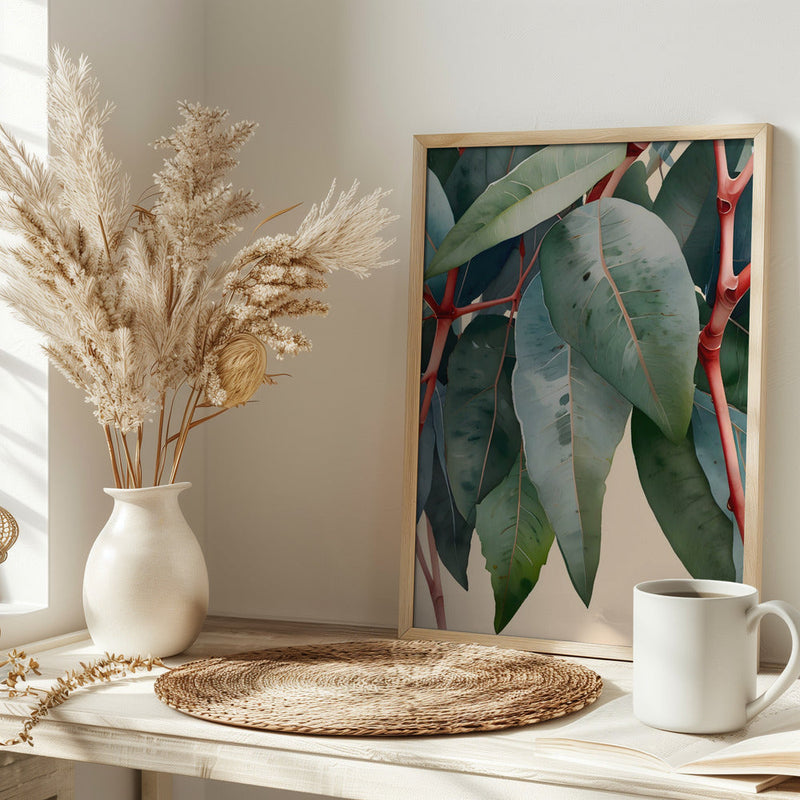 Minimalist Eucalyptus Botanical Art - Stretched Canvas, Poster or Fine Art Print I Heart Wall Art