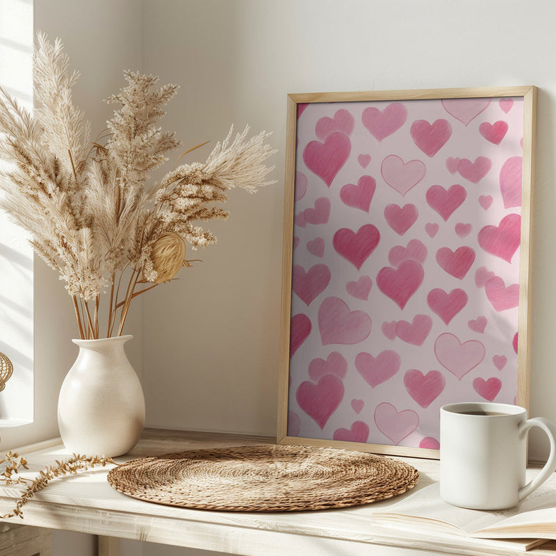 Pink Love - Stretched Canvas, Poster or Fine Art Print I Heart Wall Art