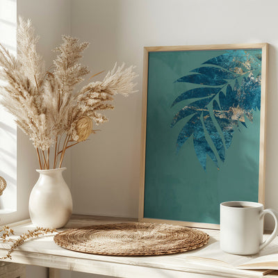 Turquoise palm - Stretched Canvas, Poster or Fine Art Print I Heart Wall Art