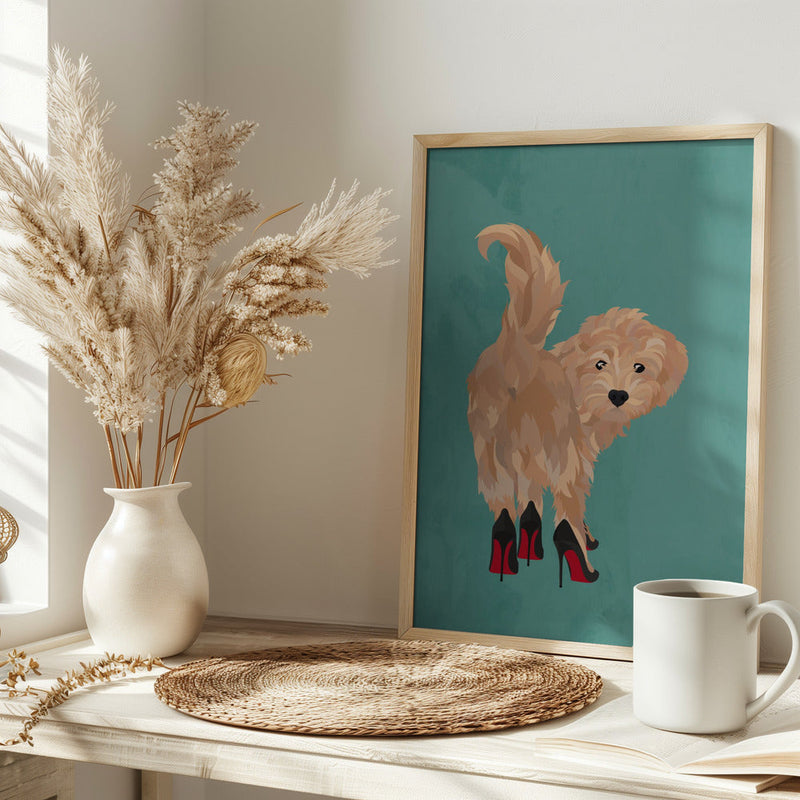 Cockapoo in heels - Stretched Canvas, Poster or Fine Art Print I Heart Wall Art