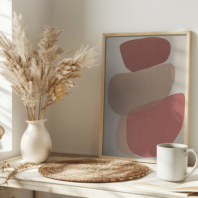 Translucent Shapes in Soft Pinks and Reds - Stretched Canvas, Poster or Fine Art Print I Heart Wall Art
