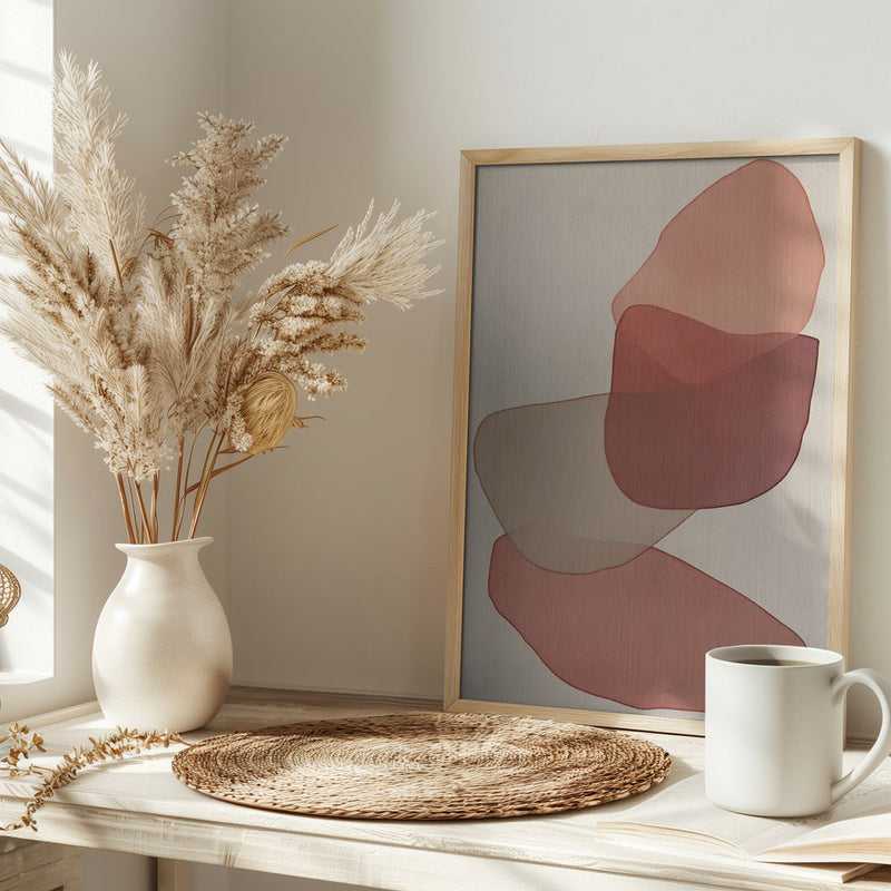 Translucent Shapes in Soft Pinks and Reds - Stretched Canvas, Poster or Fine Art Print I Heart Wall Art
