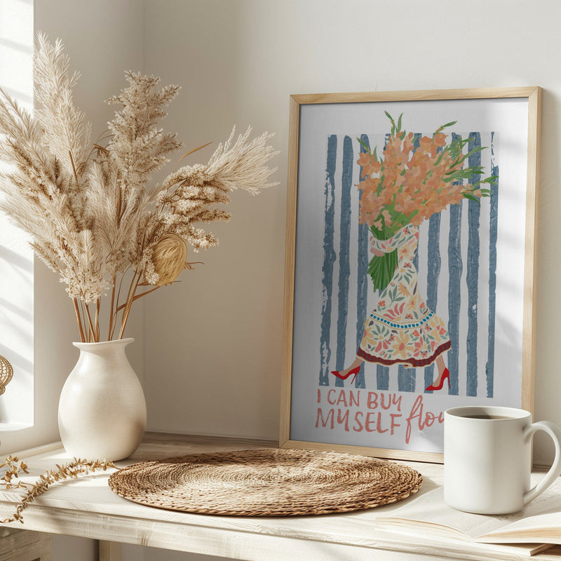 I Can Buy Myself Orange Flowers - Stretched Canvas, Poster or Fine Art Print I Heart Wall Art