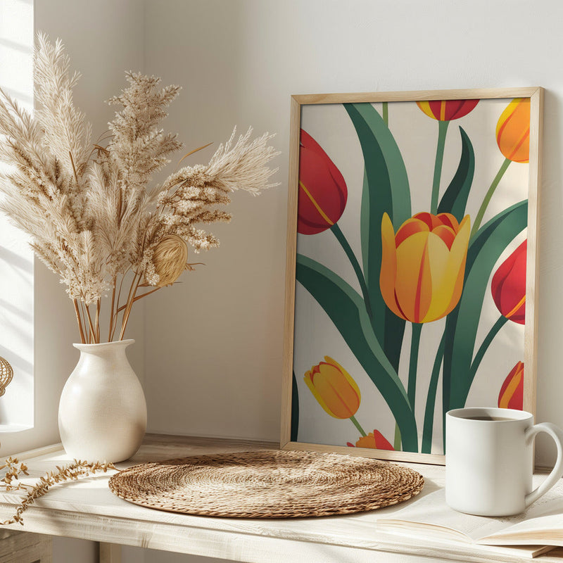 Bold Tulip Illustration - Stretched Canvas, Poster or Fine Art Print I Heart Wall Art