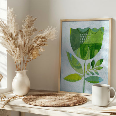 Abstract Tulip Green - Stretched Canvas, Poster or Fine Art Print I Heart Wall Art