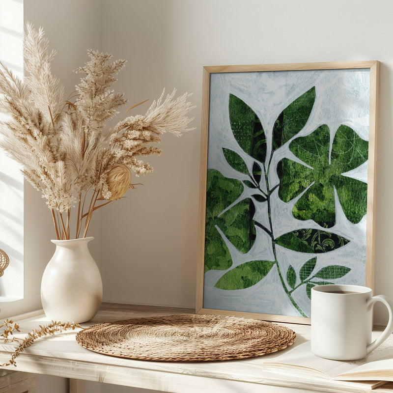 Abstract Green Floral - Stretched Canvas, Poster or Fine Art Print I Heart Wall Art