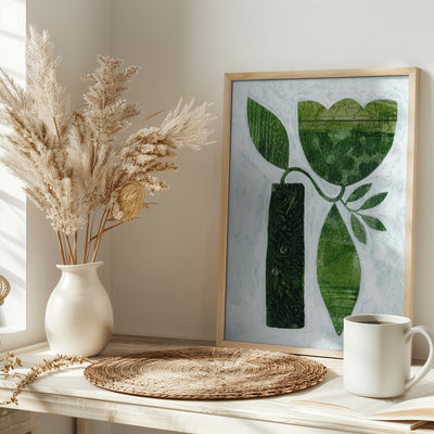 Abstract Green Tulip - Stretched Canvas, Poster or Fine Art Print I Heart Wall Art
