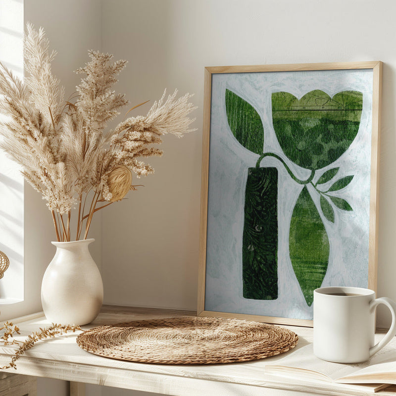 Abstract Green Tulip - Stretched Canvas, Poster or Fine Art Print I Heart Wall Art