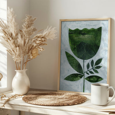 Abstract Green Tulip - Stretched Canvas, Poster or Fine Art Print I Heart Wall Art