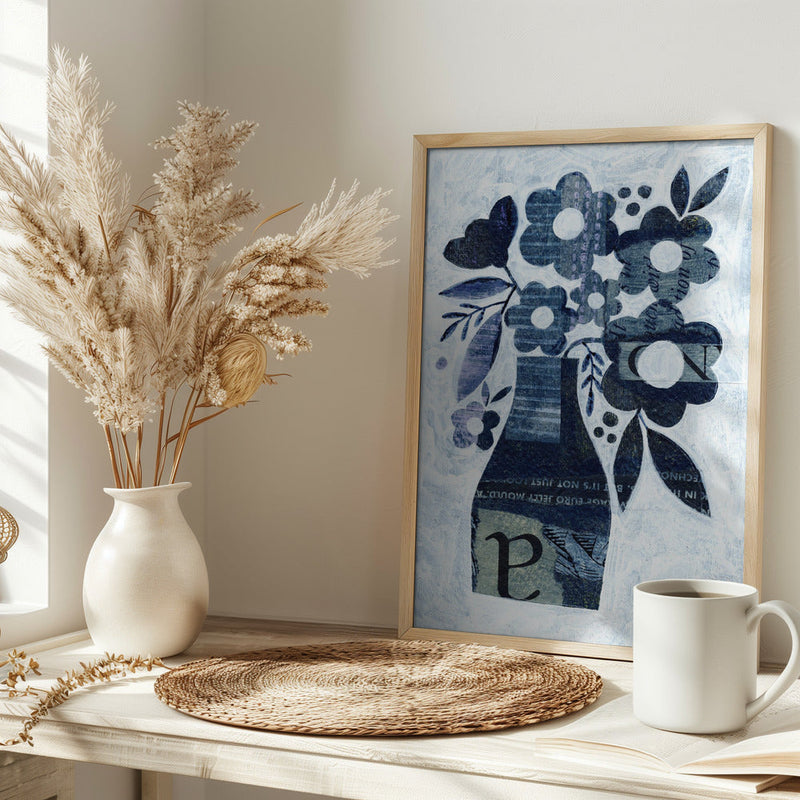 Indigo Blue Daisy - Stretched Canvas, Poster or Fine Art Print I Heart Wall Art