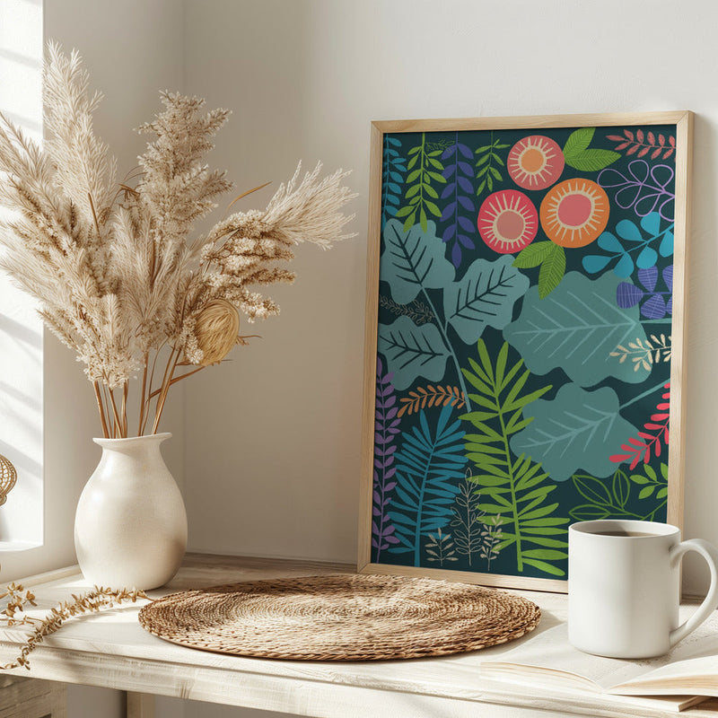 Modern Botanical Multi Colour - Stretched Canvas, Poster or Fine Art Print I Heart Wall Art