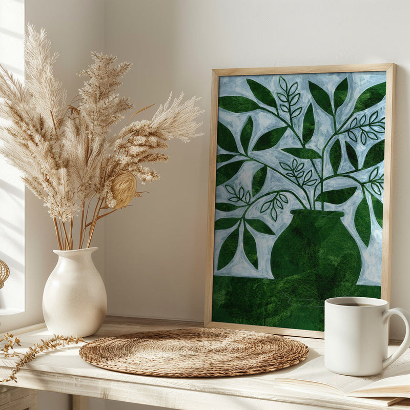 Green Leaves Still Life - Stretched Canvas, Poster or Fine Art Print I Heart Wall Art