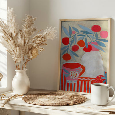 Tea &amp;amp; Strawberries - Stretched Canvas, Poster or Fine Art Print I Heart Wall Art