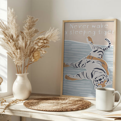 Never wake a sleeping tiger - Stretched Canvas, Poster or Fine Art Print I Heart Wall Art