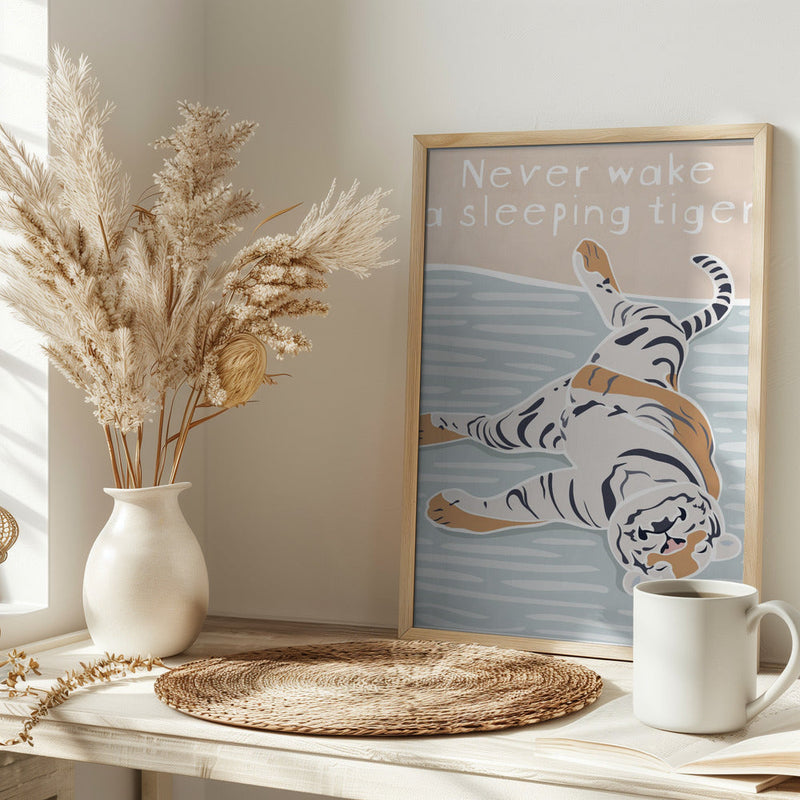 Never wake a sleeping tiger - Stretched Canvas, Poster or Fine Art Print I Heart Wall Art