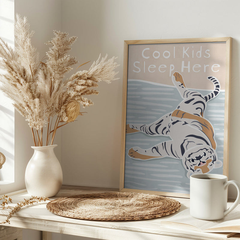 Cool kids sleep here - Stretched Canvas, Poster or Fine Art Print I Heart Wall Art