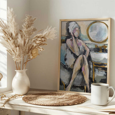 “Bathroom Conversation” - Stretched Canvas, Poster or Fine Art Print