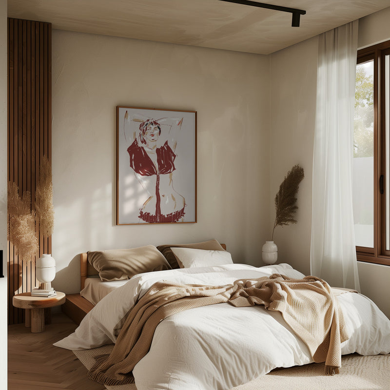 Portrait Of A Model Beige - Stretched Canvas, Poster or Fine Art Print I Heart Wall Art