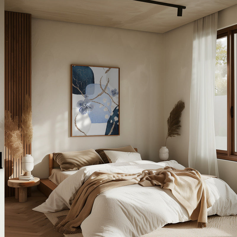 Floral Blue-2 - Stretched Canvas, Poster or Fine Art Print I Heart Wall Art