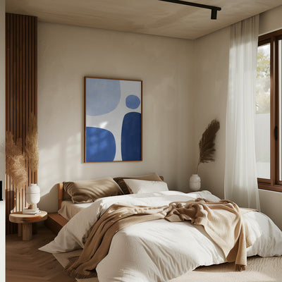 Blue Geometric Flow - Stretched Canvas, Poster or Fine Art Print I Heart Wall Art