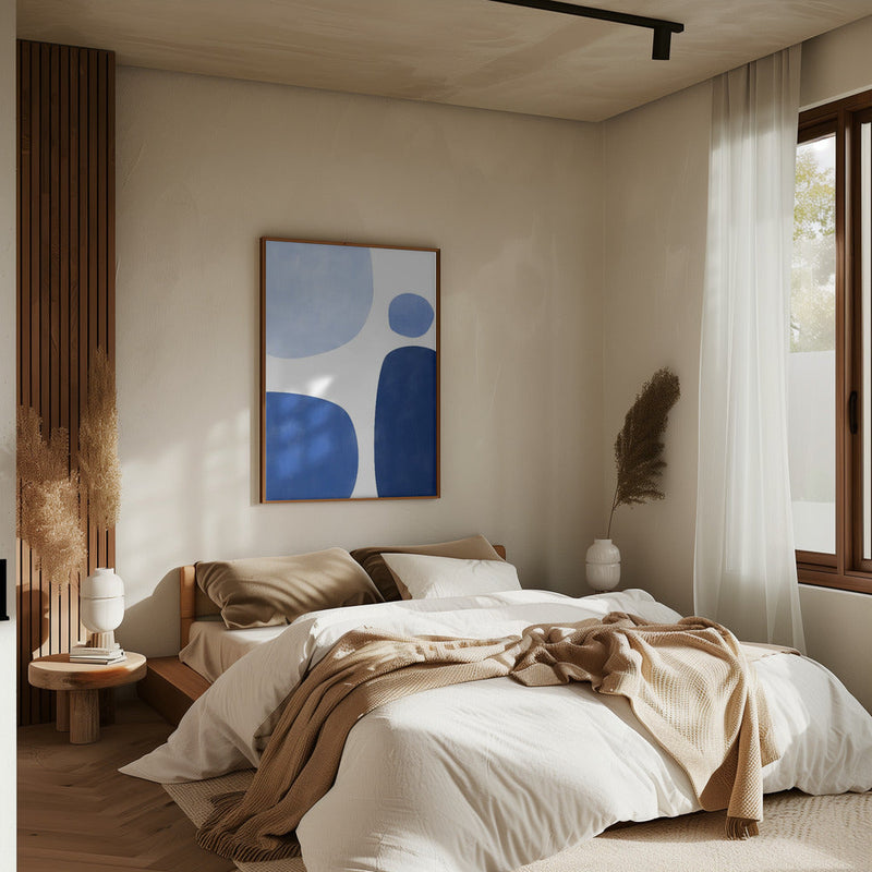 Blue Geometric Flow - Stretched Canvas, Poster or Fine Art Print I Heart Wall Art