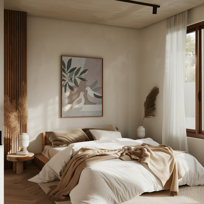 Doves On Patio - Stretched Canvas, Poster or Fine Art Print I Heart Wall Art