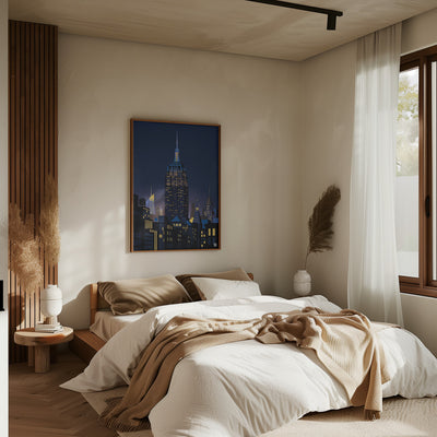 NYC Manhathan by night - Stretched Canvas, Poster or Fine Art Print I Heart Wall Art