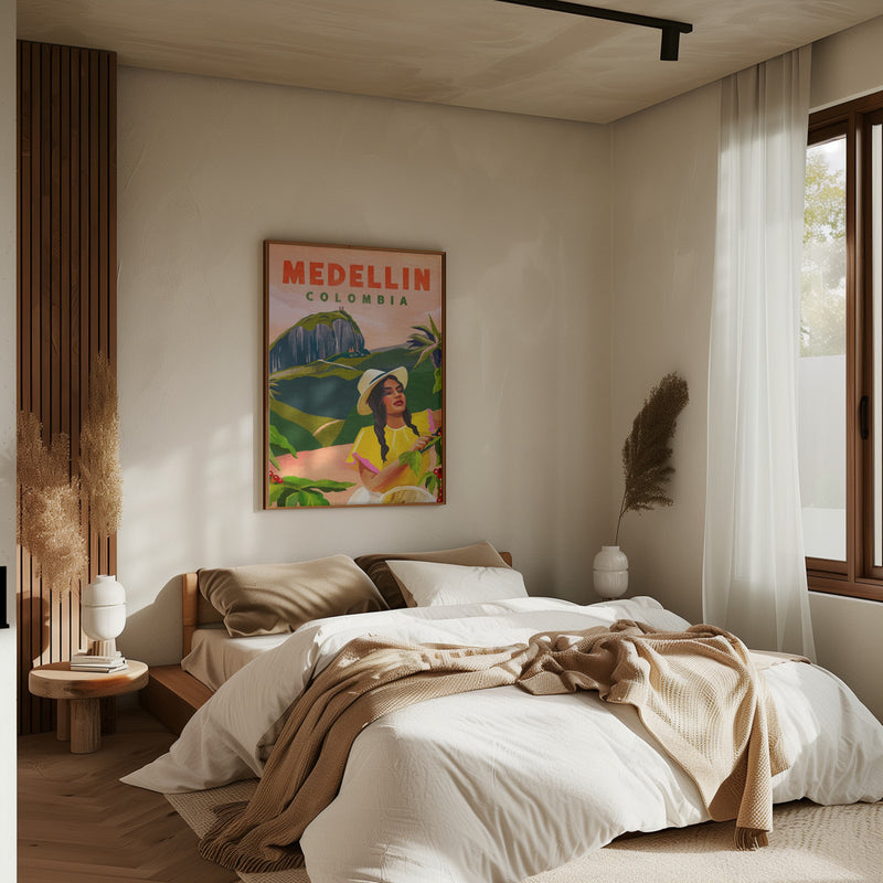 Medellin Colombia Travel Poster - Stretched Canvas, Poster or Fine Art Print I Heart Wall Art