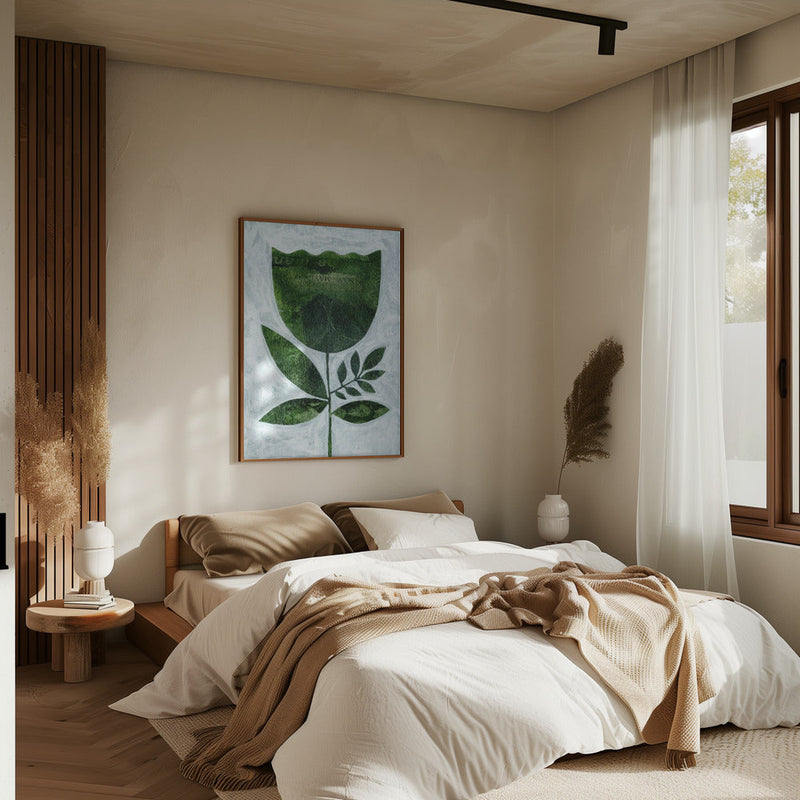 Abstract Green Tulip - Stretched Canvas, Poster or Fine Art Print I Heart Wall Art