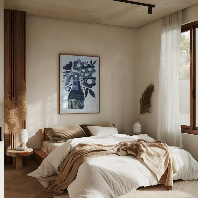 Indigo Blue Daisy - Stretched Canvas, Poster or Fine Art Print I Heart Wall Art