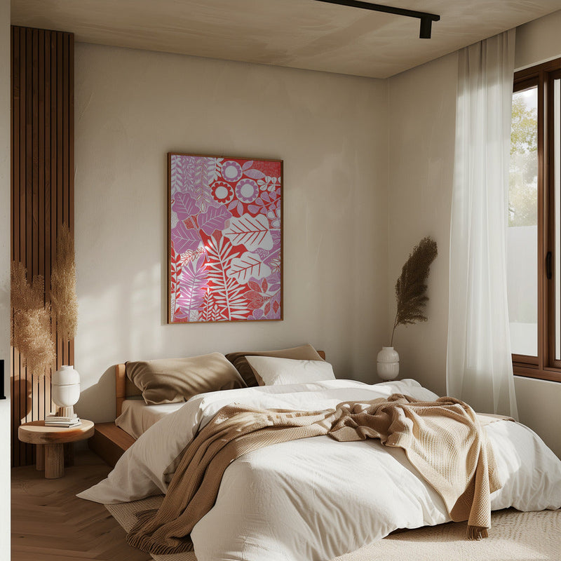 Modern Botanical  Lavender &amp; Red - Stretched Canvas, Poster or Fine Art Print I Heart Wall Art