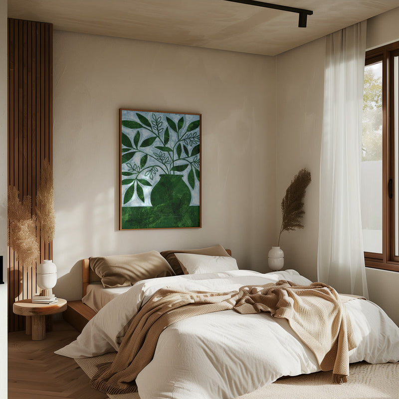 Green Leaves Still Life - Stretched Canvas, Poster or Fine Art Print I Heart Wall Art