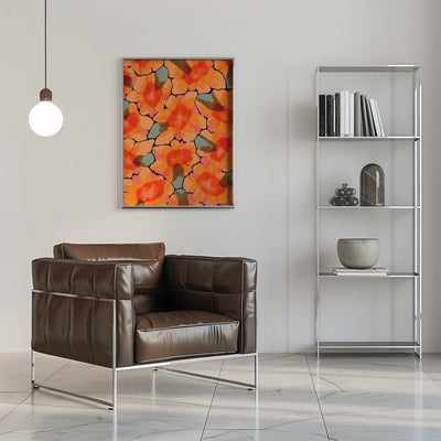 Orange Big Flowers - Stretched Canvas, Poster or Fine Art Print I Heart Wall Art