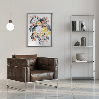 Harriet bouquet in coral - Stretched Canvas, Poster or Fine Art Print I Heart Wall Art