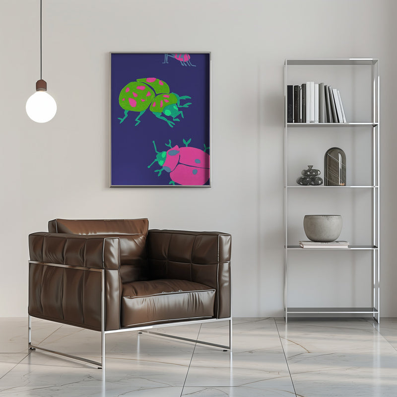 Midnight Ladybugs - Stretched Canvas, Poster or Fine Art Print I Heart Wall Art