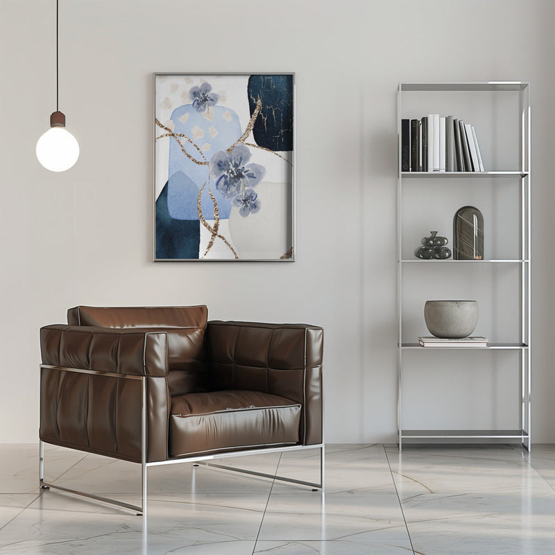 Floral Blue-1 - Stretched Canvas, Poster or Fine Art Print I Heart Wall Art