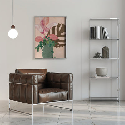 Leaves More 6 Pink - Stretched Canvas, Poster or Fine Art Print I Heart Wall Art