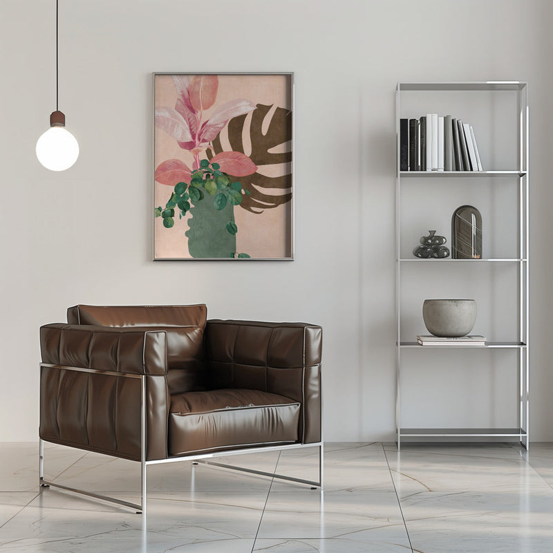 Leaves More 6 Pink - Stretched Canvas, Poster or Fine Art Print I Heart Wall Art