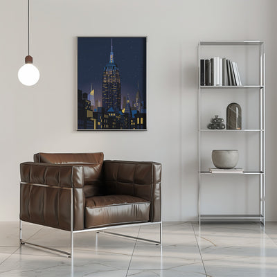 NYC Manhathan by night - Stretched Canvas, Poster or Fine Art Print I Heart Wall Art