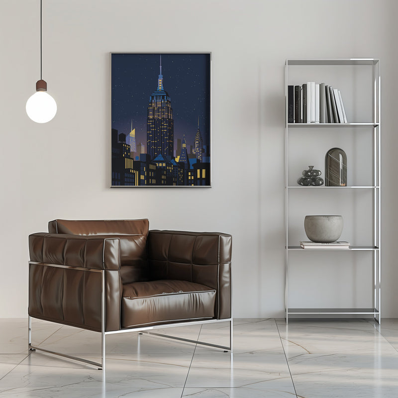 NYC Manhathan by night - Stretched Canvas, Poster or Fine Art Print I Heart Wall Art