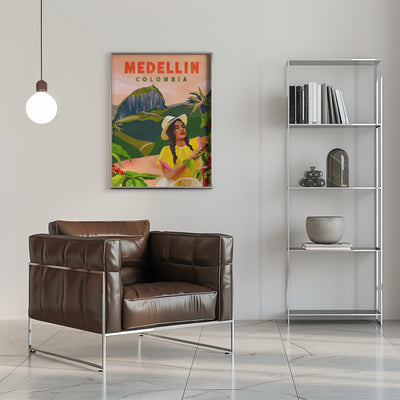 Medellin Colombia Travel Poster - Stretched Canvas, Poster or Fine Art Print I Heart Wall Art
