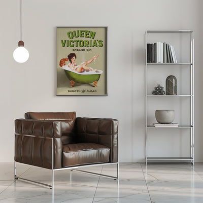 Queen Victoria English Gin Bath Pinup Girl - Stretched Canvas, Poster or Fine Art Print I Heart Wall Art