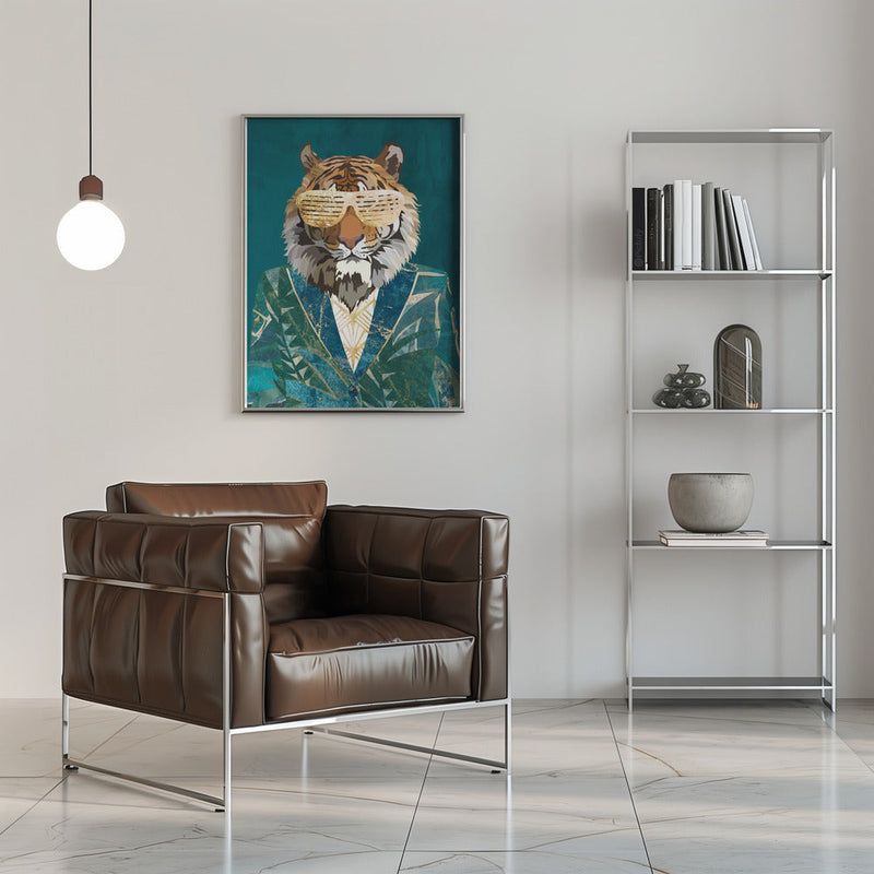 Tiger Jungle Jacket 2 - Stretched Canvas, Poster or Fine Art Print I Heart Wall Art