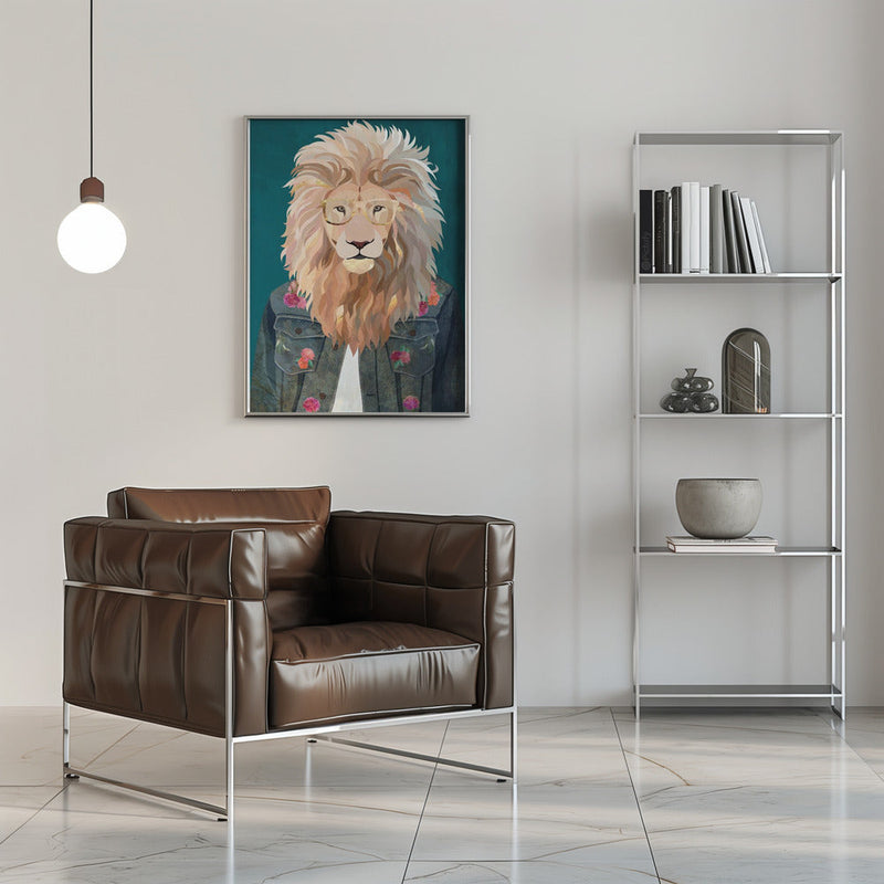 Golden fashion lion 2 - Stretched Canvas, Poster or Fine Art Print I Heart Wall Art