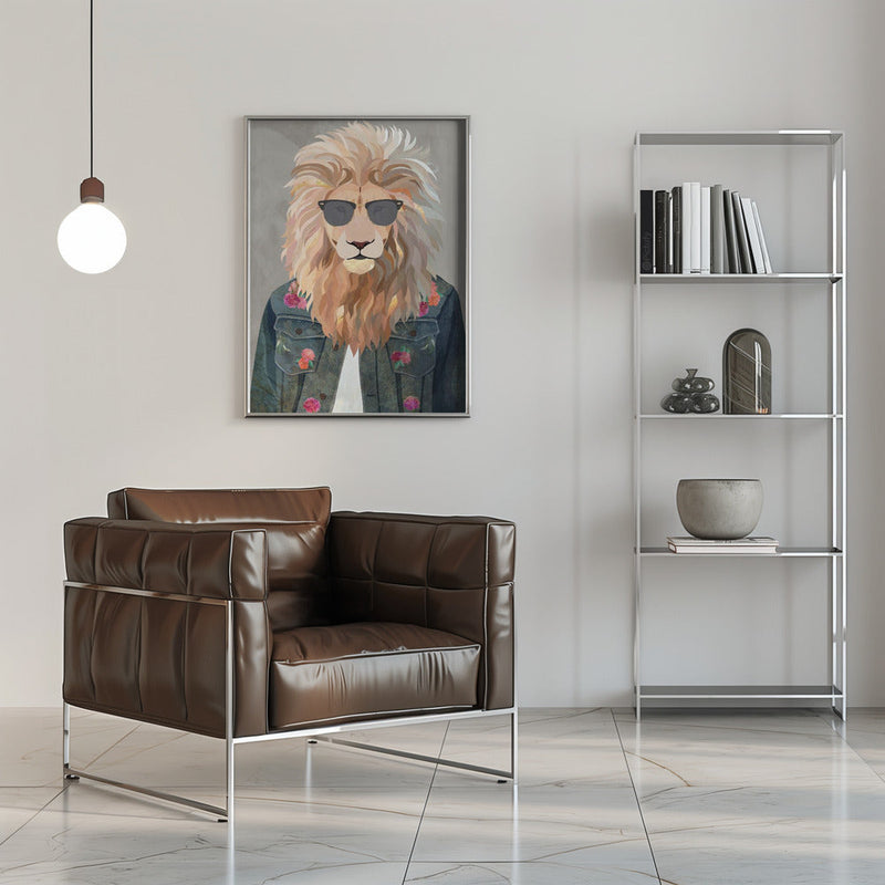 Golden fashion lion 4 - Stretched Canvas, Poster or Fine Art Print I Heart Wall Art