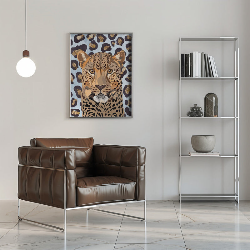 Leopard Print Leopard Blue - Stretched Canvas, Poster or Fine Art Print I Heart Wall Art
