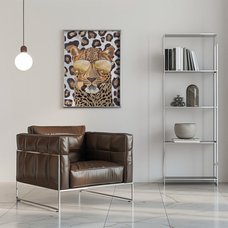 Leopard Print Leopard Grey - Stretched Canvas, Poster or Fine Art Print I Heart Wall Art