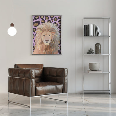 Leopard Print Lion Pink - Stretched Canvas, Poster or Fine Art Print I Heart Wall Art