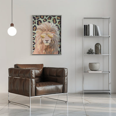 Leopard Print Lion Green - Stretched Canvas, Poster or Fine Art Print I Heart Wall Art