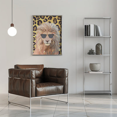Leopard Print Lion Yellow - Stretched Canvas, Poster or Fine Art Print I Heart Wall Art
